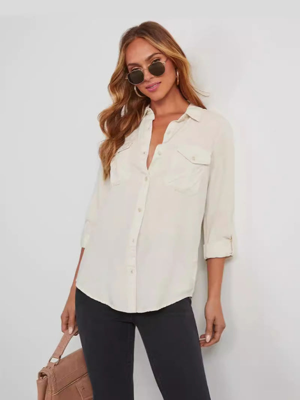 Shirts - Casual Denim Long Sleeve Shirt for Women