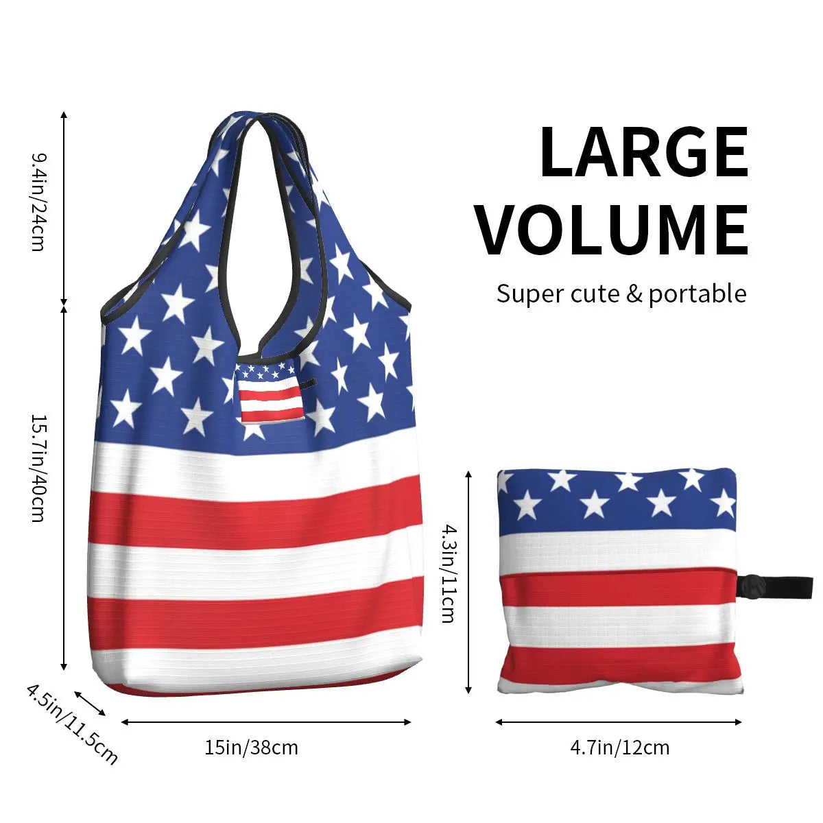 Shopping Bags- Shopping Bag for Every Patriotic Event - American Flag Handbag- - Chuzko Women Clothing