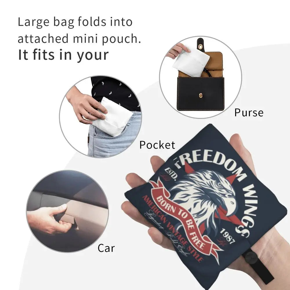 Shopping Bags- Shopping Bag for Every Patriotic Event - American Flag Handbag- - Chuzko Women Clothing