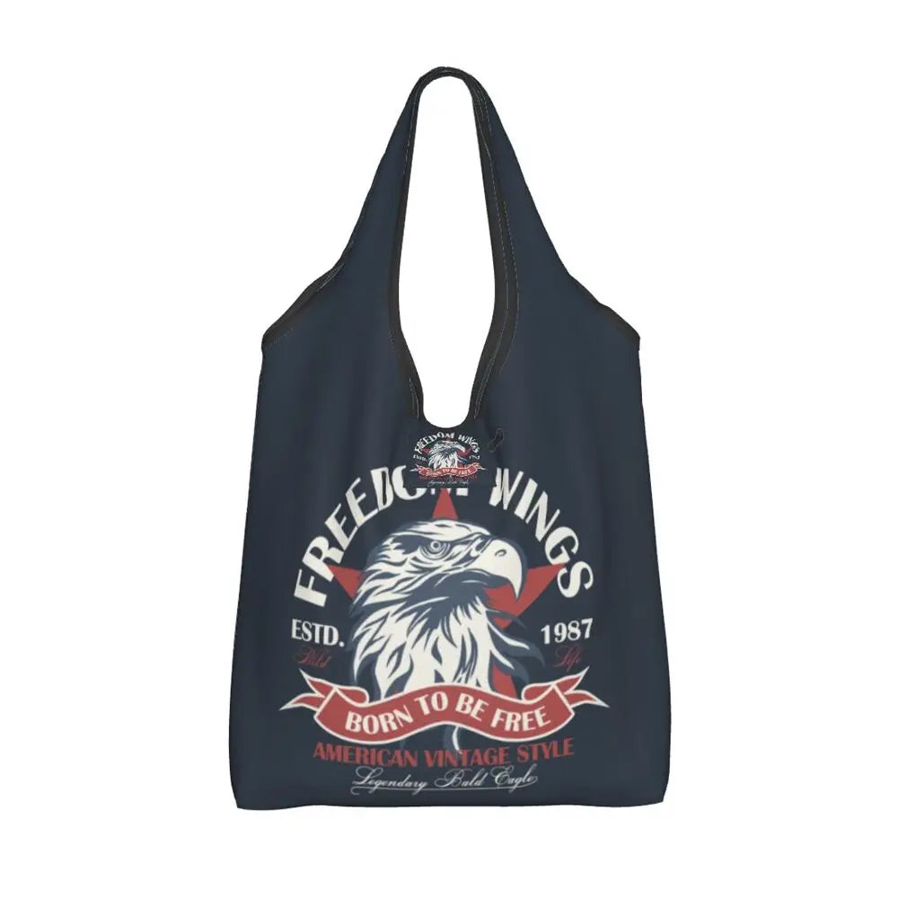 Shopping Bags- Shopping Bag for Every Patriotic Event - American Flag Handbag- - Chuzko Women Clothing