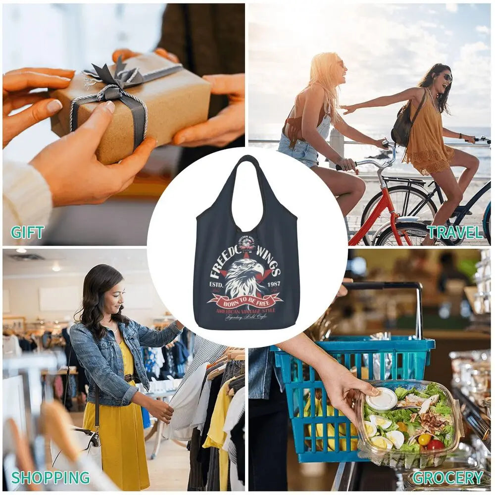 Shopping Bags- Shopping Bag for Every Patriotic Event - American Flag Handbag- - Chuzko Women Clothing