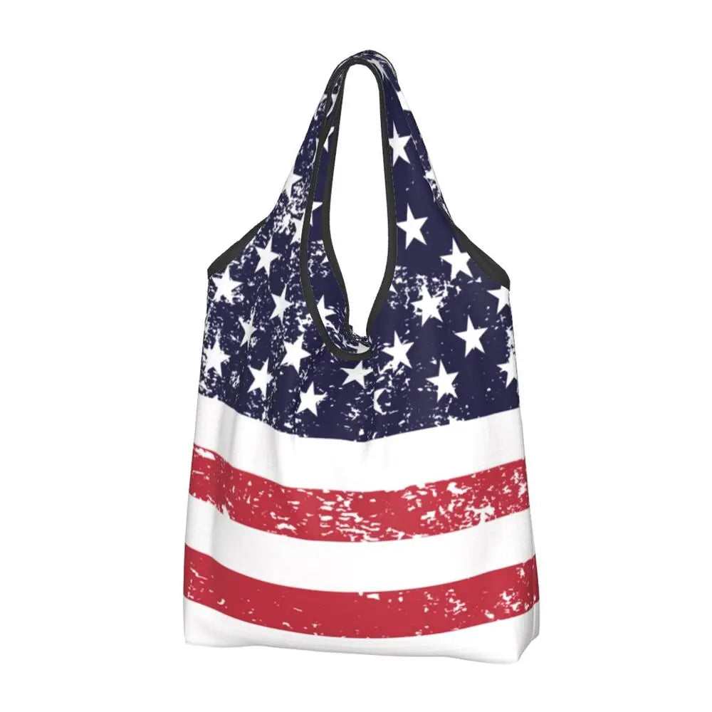 Shopping Bags- Shopping Bag for Every Patriotic Event - American Flag Handbag- - Chuzko Women Clothing