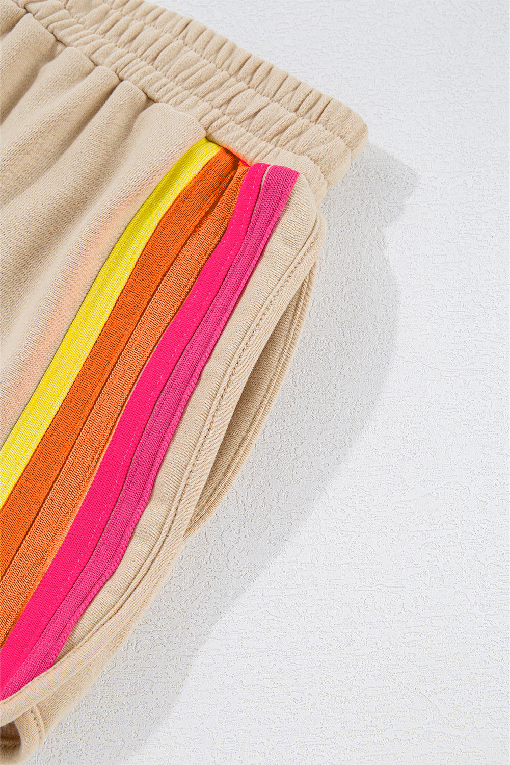 Trendy Striped Cotton Lounge Set with Pullover & Shorts