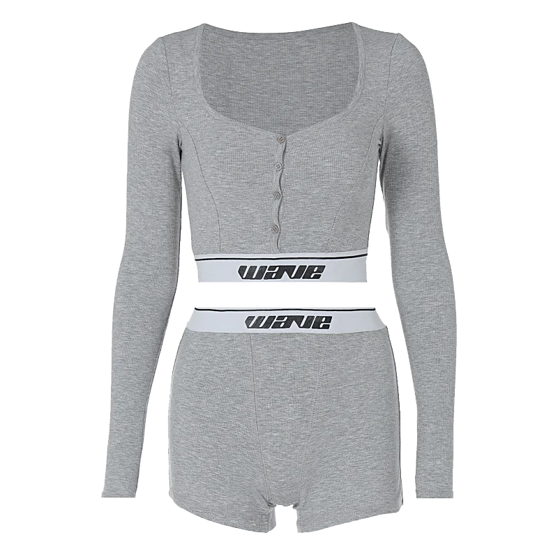 Shorts Sets - Sporty Fitness Crop Top and Shorts Set for Woman