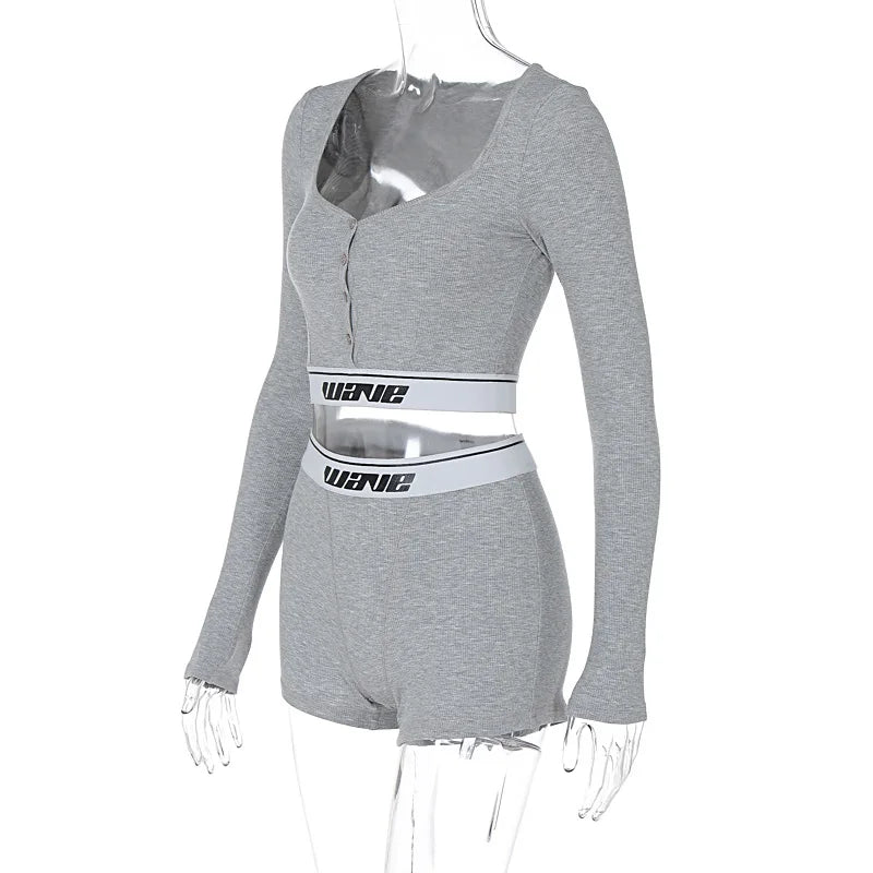 Shorts Sets - Sporty Fitness Crop Top and Shorts Set for Woman