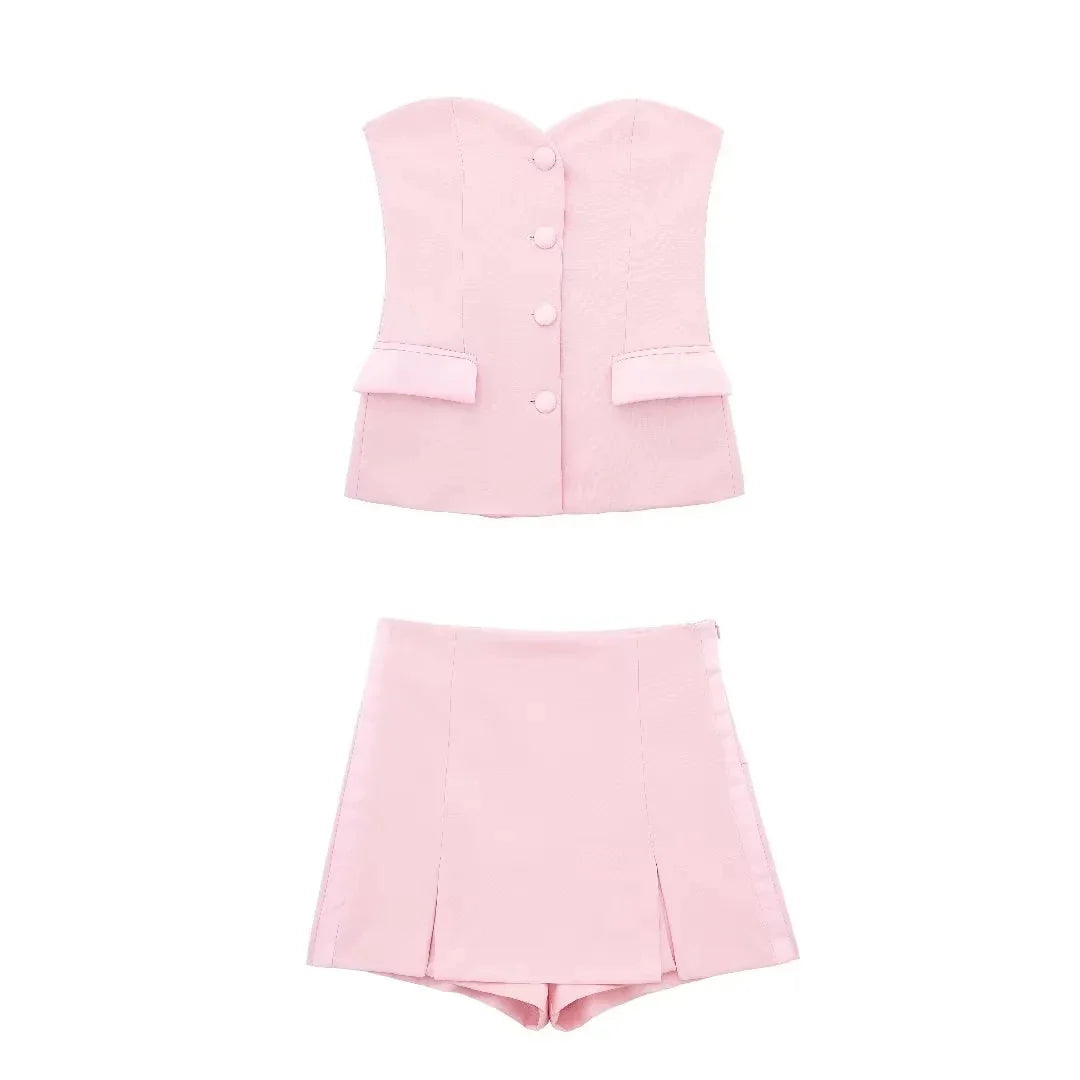 Shorts Sets- The Must-Have Cocktail Outfit for Every Woman- Pink set- Pekosa Women Fashion
