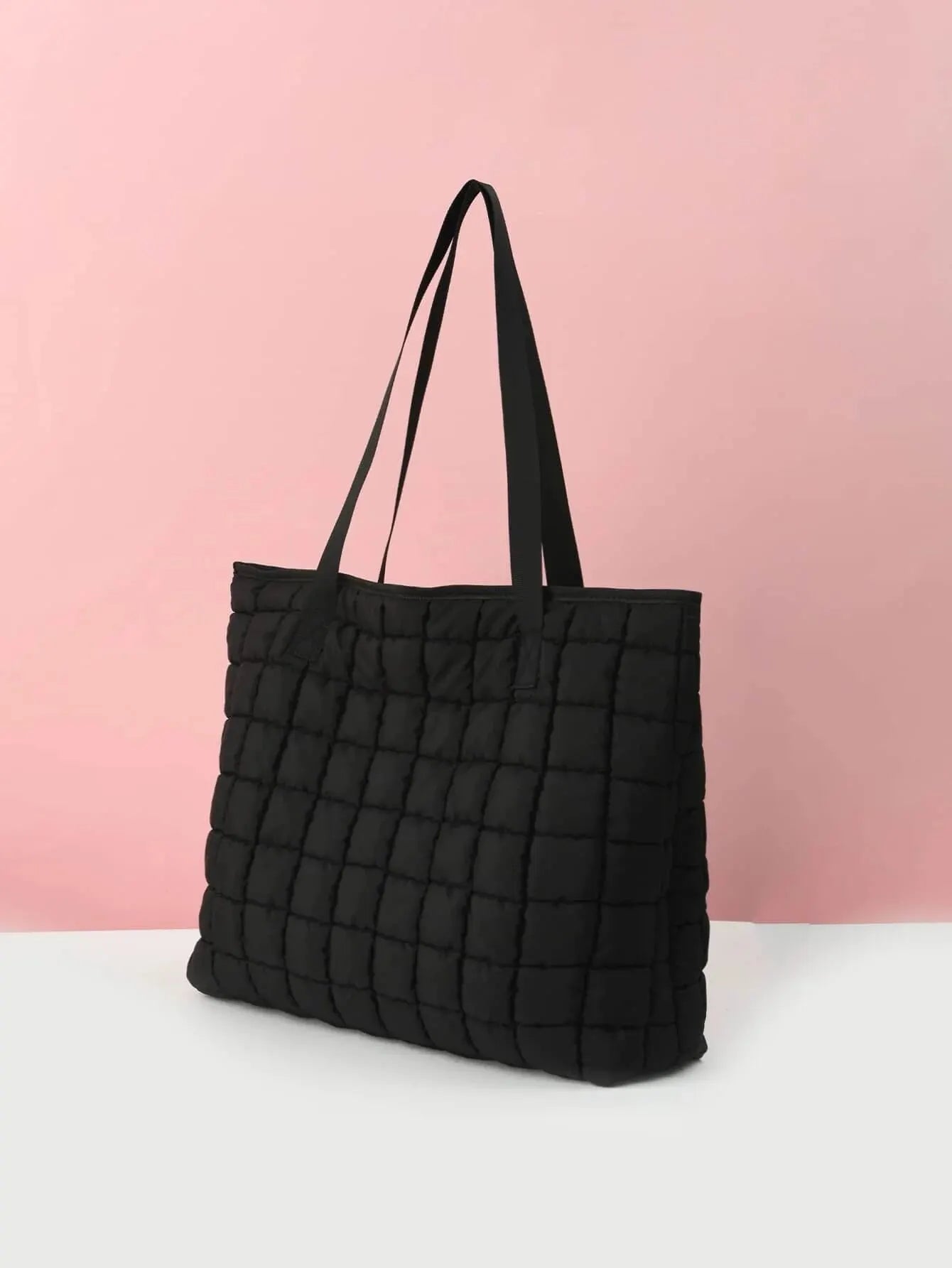 Shoulder Bags- Quilted Carryall Shoulder Bag- - Pekosa Women Fashion