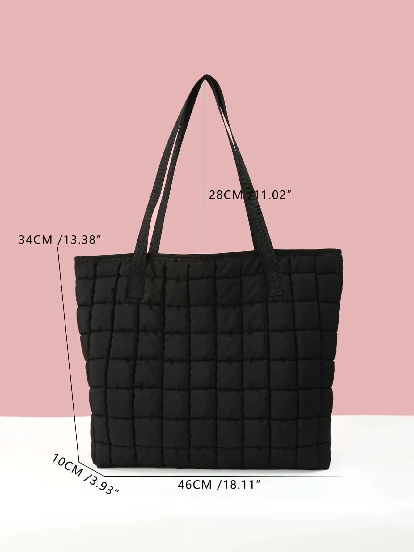 Shoulder Bags- Quilted Carryall Shoulder Bag- - Pekosa Women Fashion