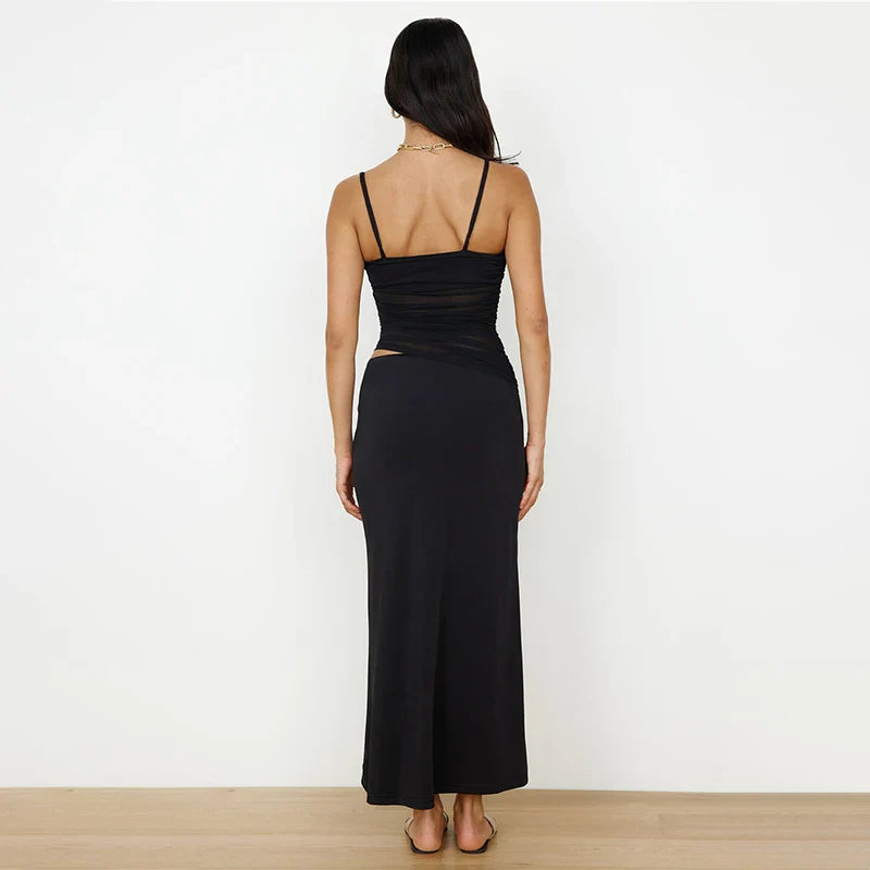 Skirt Sets- Vibrant Yellow Cami Top and Maxi Skirt Two-Piece Set- - Chuzko Women Clothing