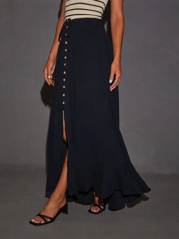 Skirts - Women's Casual Cotton Maxi Skirt for Summer Days