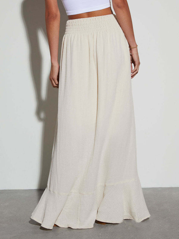 Skirts - Women's Casual Cotton Maxi Skirt for Summer Days