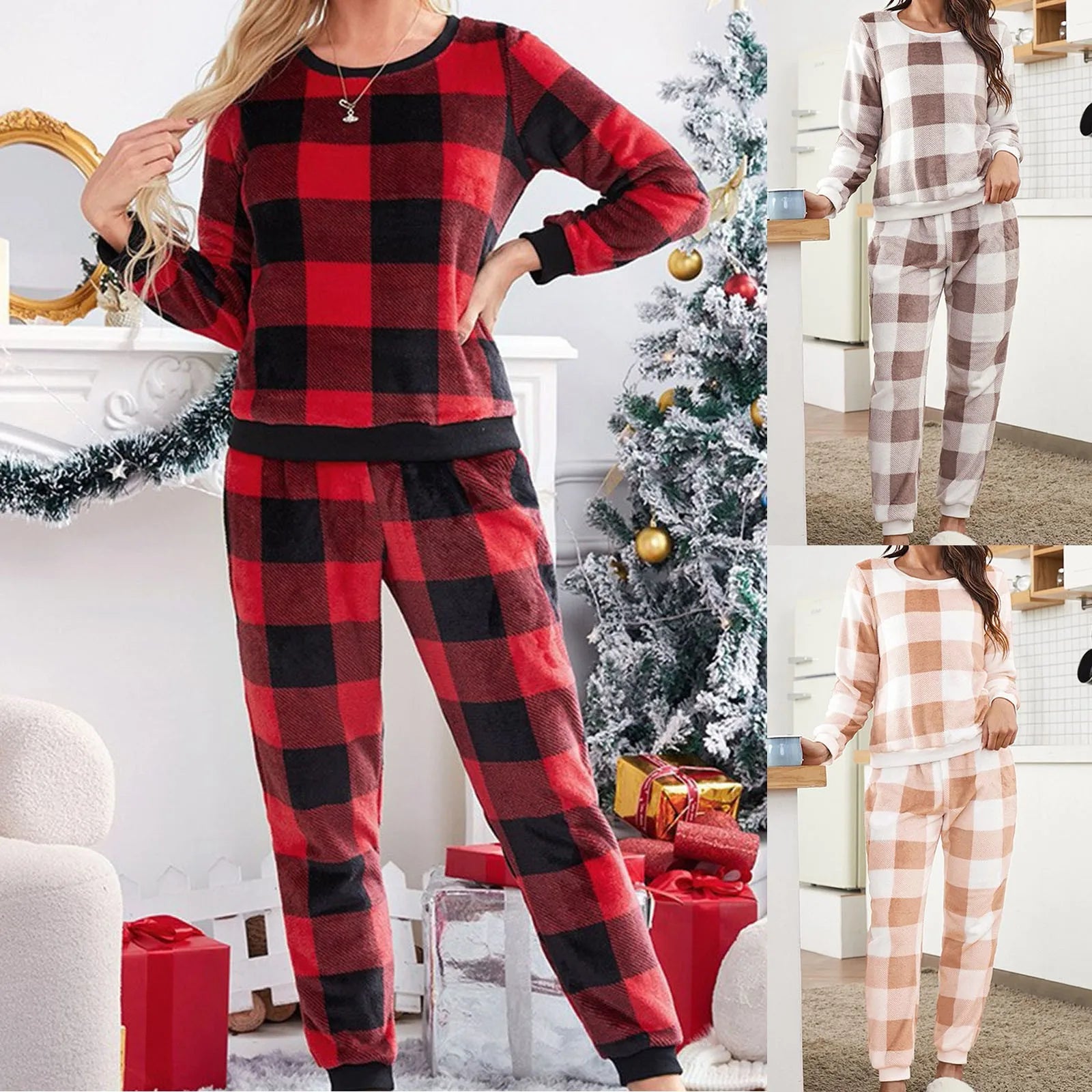 Sleepwear - Full Body Pajamas Suits โ Warm Plaid Flannel Sleepwear