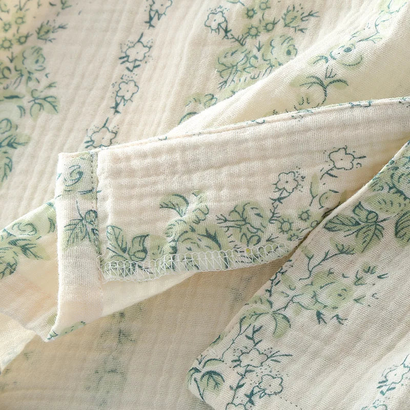 Sleepwear - Vintage-Inspired Floral Cotton Pajamas Women’s Nightwear