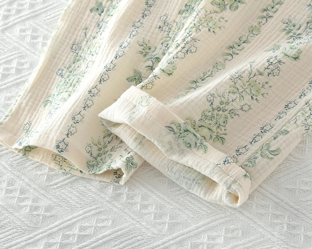 Sleepwear - Vintage-Inspired Floral Cotton Pajamas Women’s Nightwear