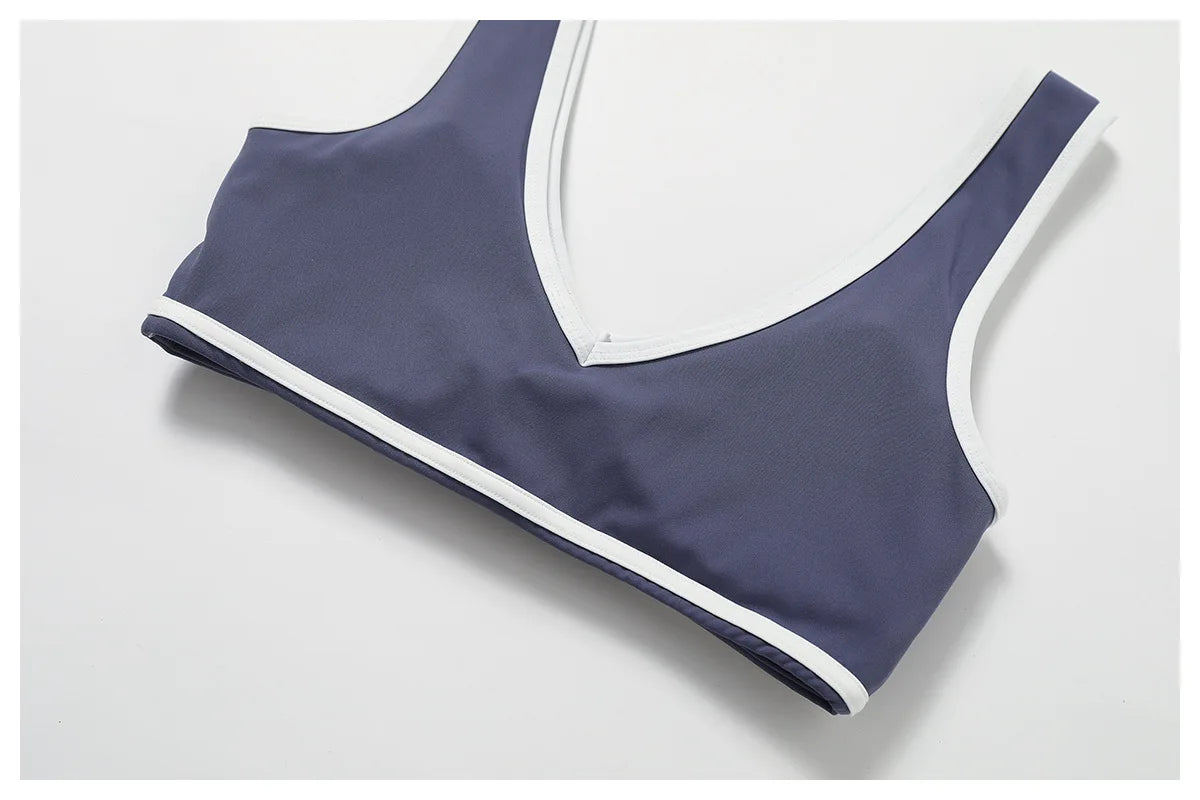 Sporty Bra - Athletic V-Neck Sporty Bra Workout Style Top