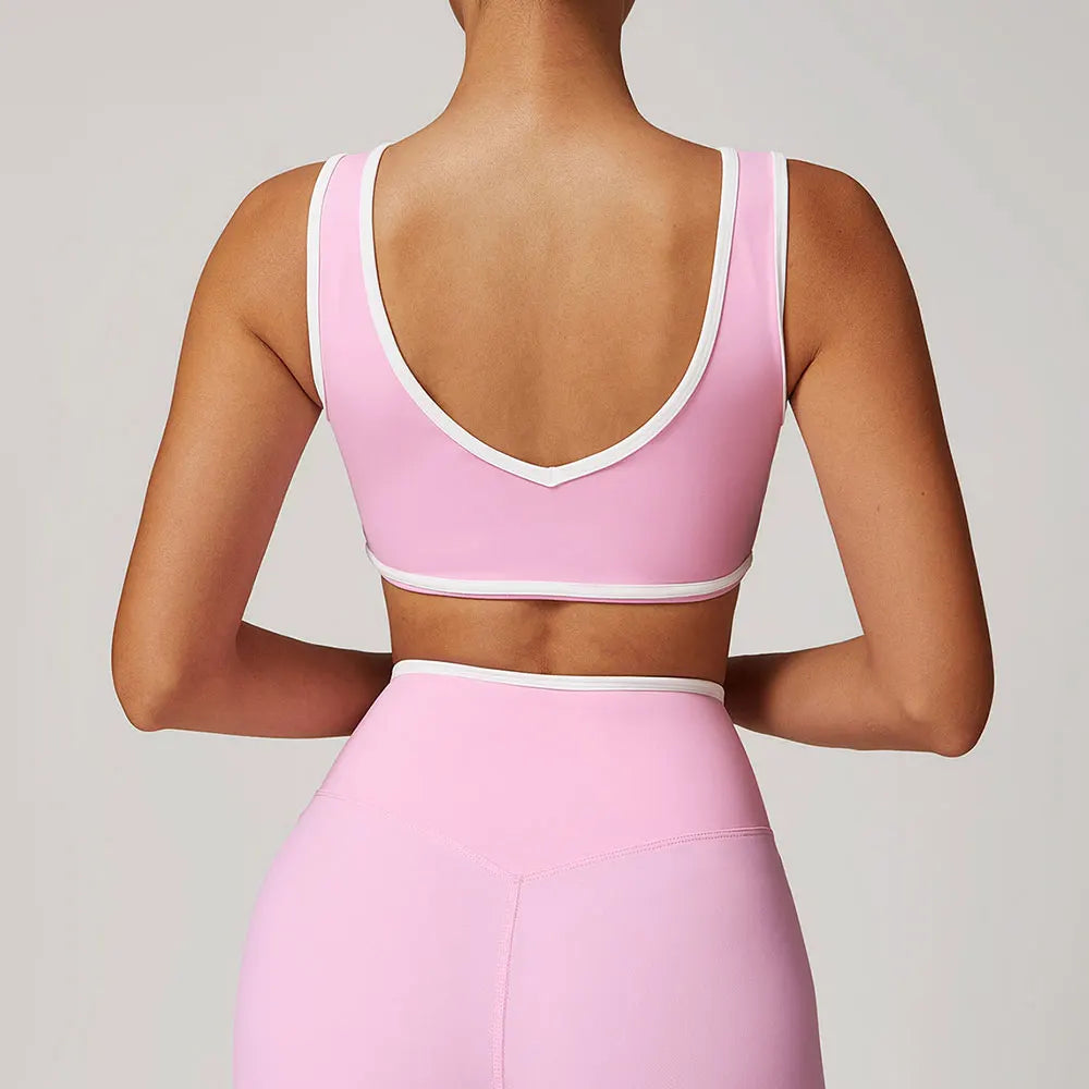 Sporty Bra - Athletic V-Neck Sporty Bra Workout Style Top