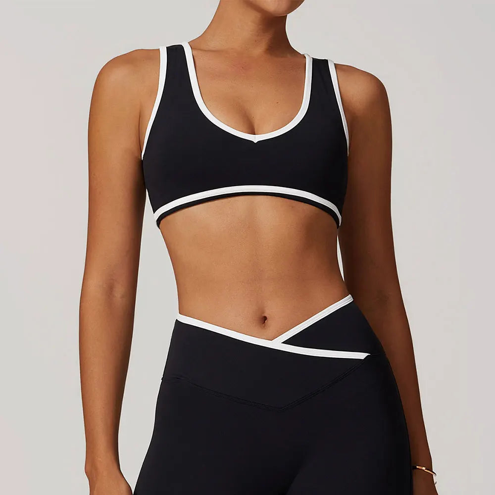 Sporty Bra - Athletic V-Neck Sporty Bra Workout Style Top