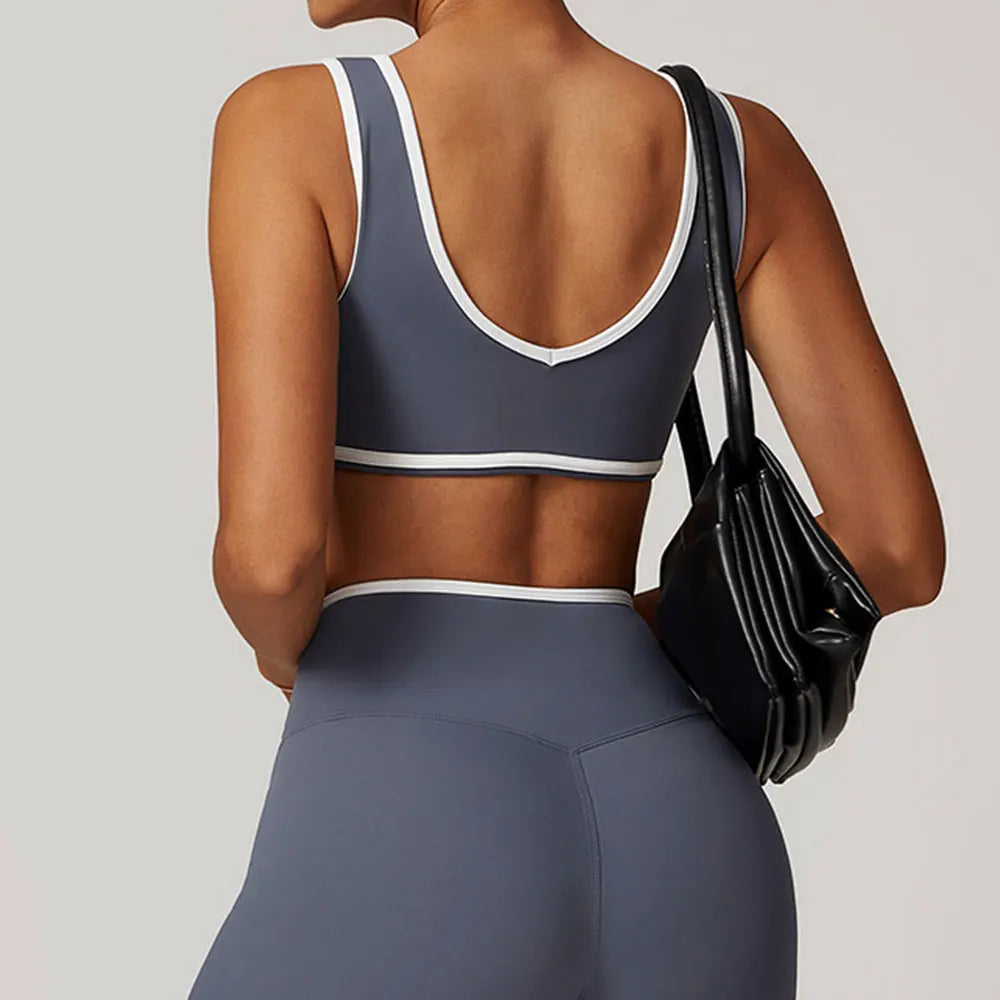 Sporty Bra - Athletic V-Neck Sporty Bra Workout Style Top