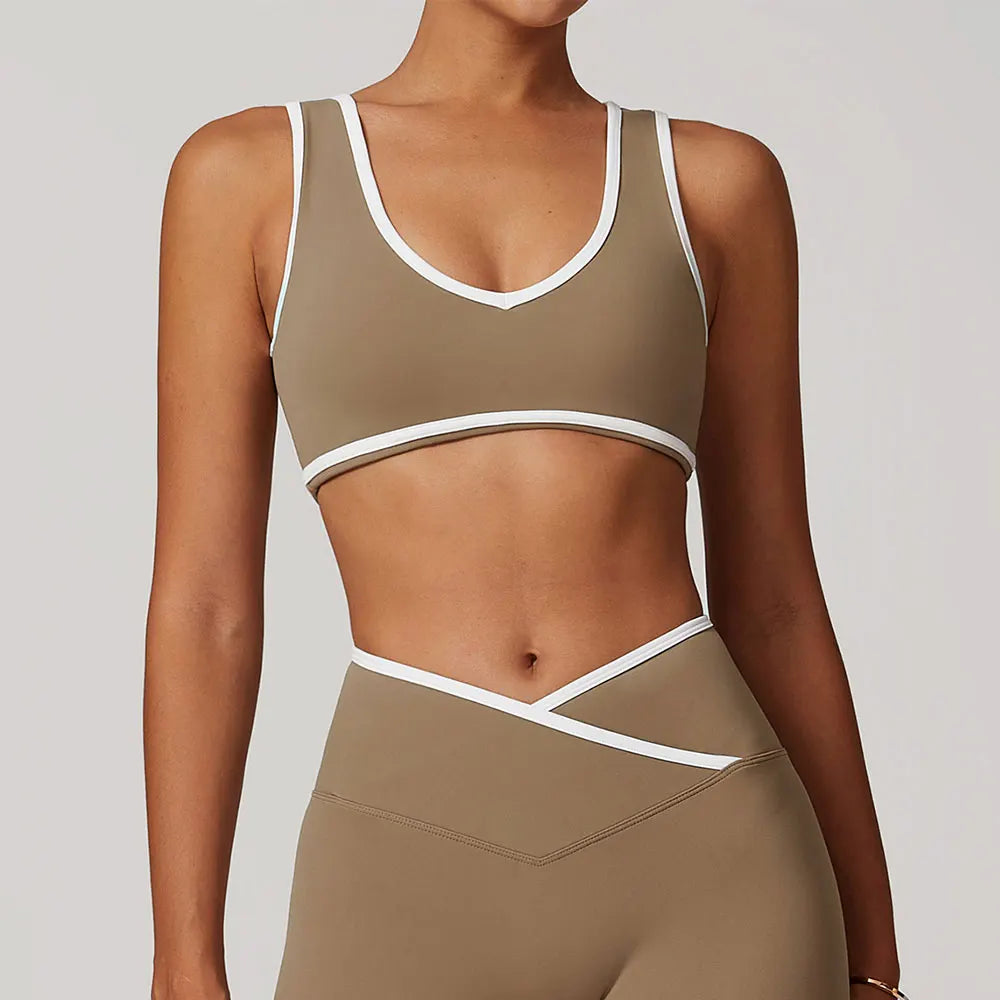 Sporty Bra - Athletic V-Neck Sporty Bra Workout Style Top