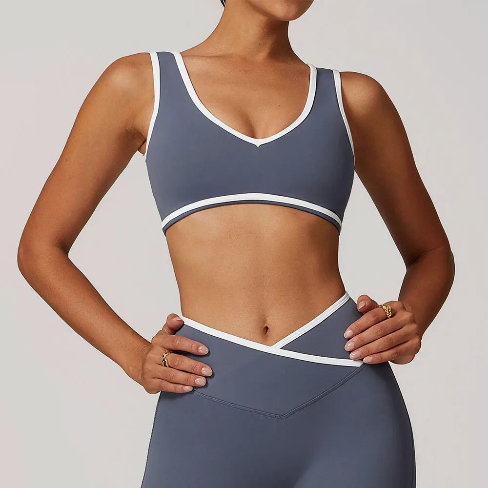 Sporty Bra - Athletic V-Neck Sporty Bra Workout Style Top