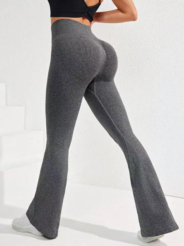 Sporty Pants - Flared Yoga Leggings - High Waist & Quick Dry Pants