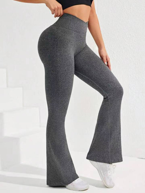 Sporty Pants - Flared Yoga Leggings - High Waist & Quick Dry Pants