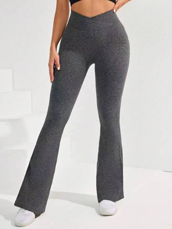 Sporty Pants - Flared Yoga Leggings - High Waist & Quick Dry Pants