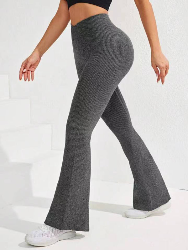 Sporty Pants - Flared Yoga Leggings - High Waist & Quick Dry Pants