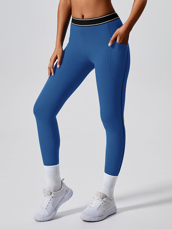 Sporty Pants - Women's Navy High-Elasticity Workout Leggings
