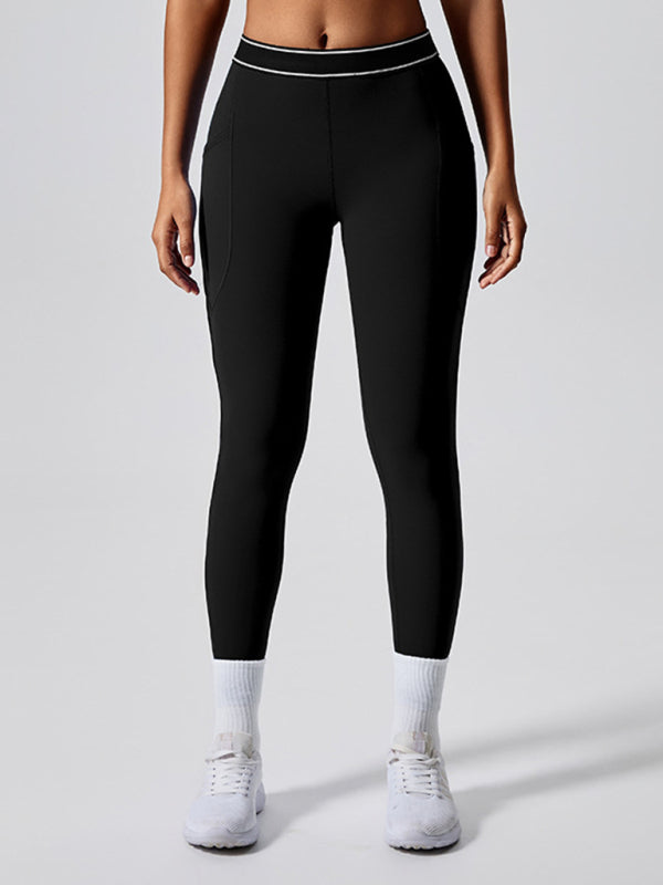 Sporty Pants - Women's Navy High-Elasticity Workout Leggings