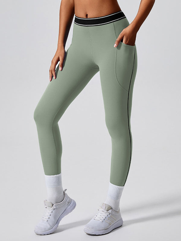 Sporty Pants - Women's Navy High-Elasticity Workout Leggings