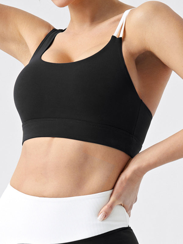 Sporty Top - Asymmetric Strap Padded Sports Bra for Peak Performance