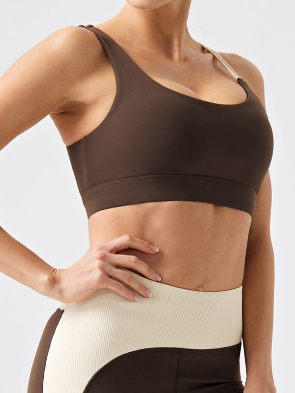 Sporty Top - Asymmetric Strap Padded Sports Bra for Peak Performance