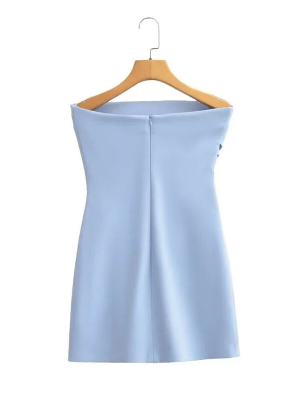 Strapless Dresses - Solid Strapless Sheath Mini Dress