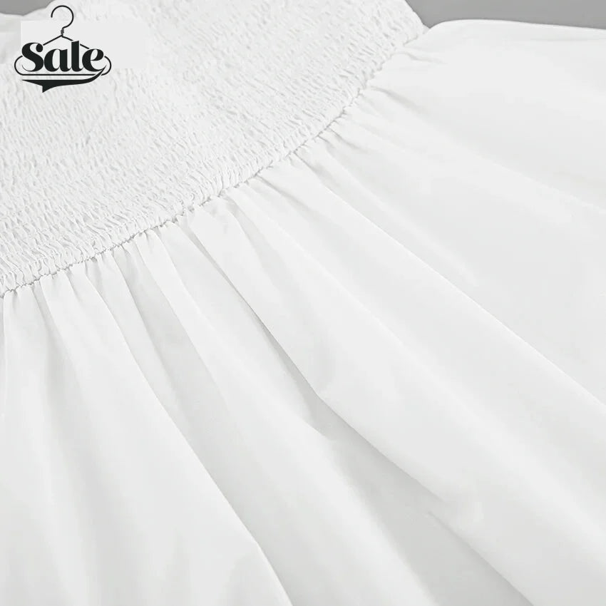 Strapless Dresses- Strapless Pleated Mini Dress with Smocked Back- - Chuzko Women Clothing