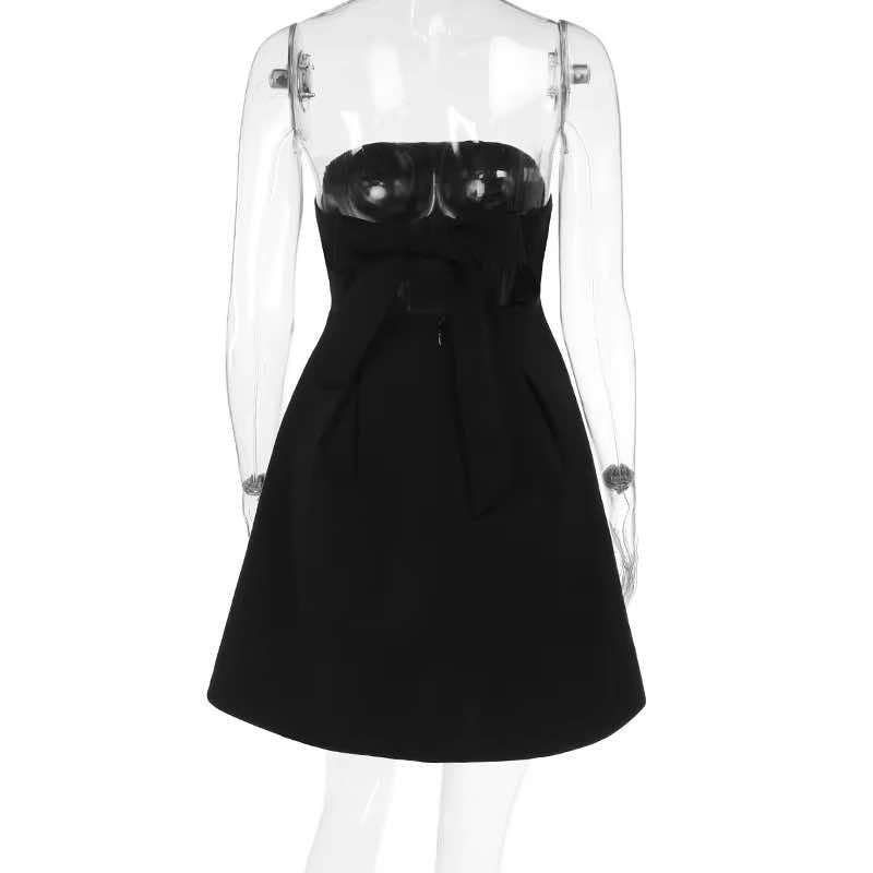 Summer Dresses - Blue Strapless Party Dress with Bowknot Back