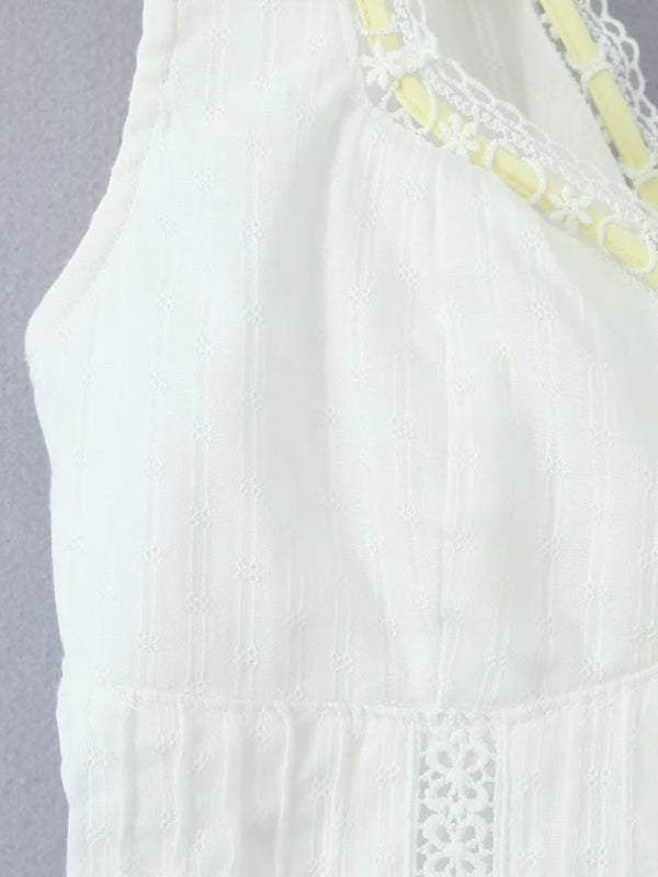 Summer Dresses - Off-Shoulder Sundress with Lace-Up Back