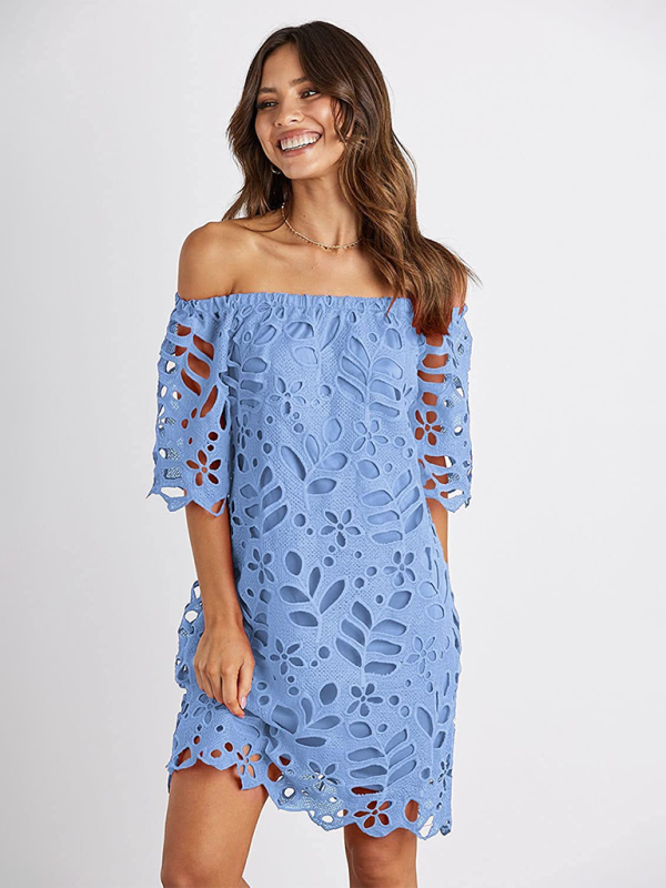 Sunny Days Women's Eyelet Lace Off-Shoulder Mini Dress