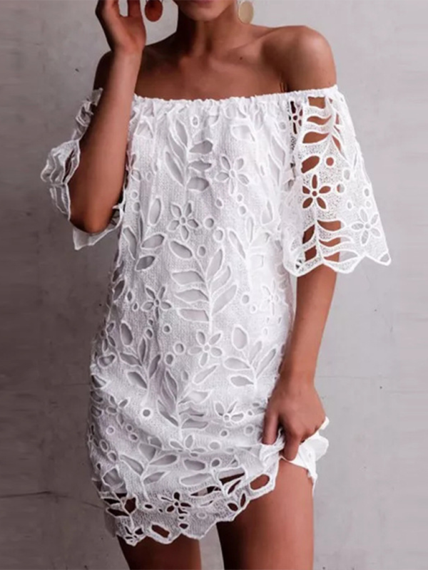 Sunny Days Women's Eyelet Lace Off-Shoulder Mini Dress