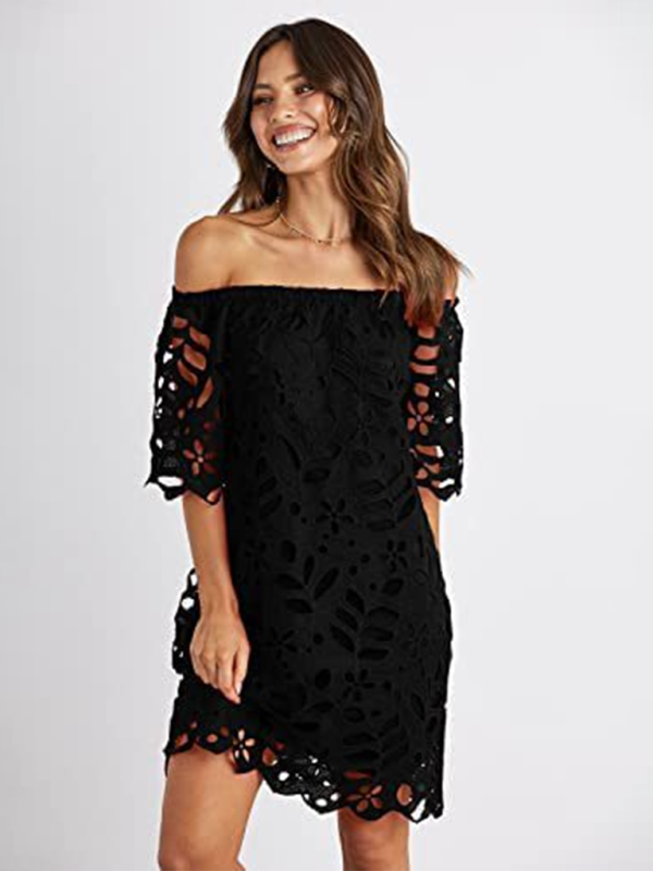 Sunny Days Women's Eyelet Lace Off-Shoulder Mini Dress