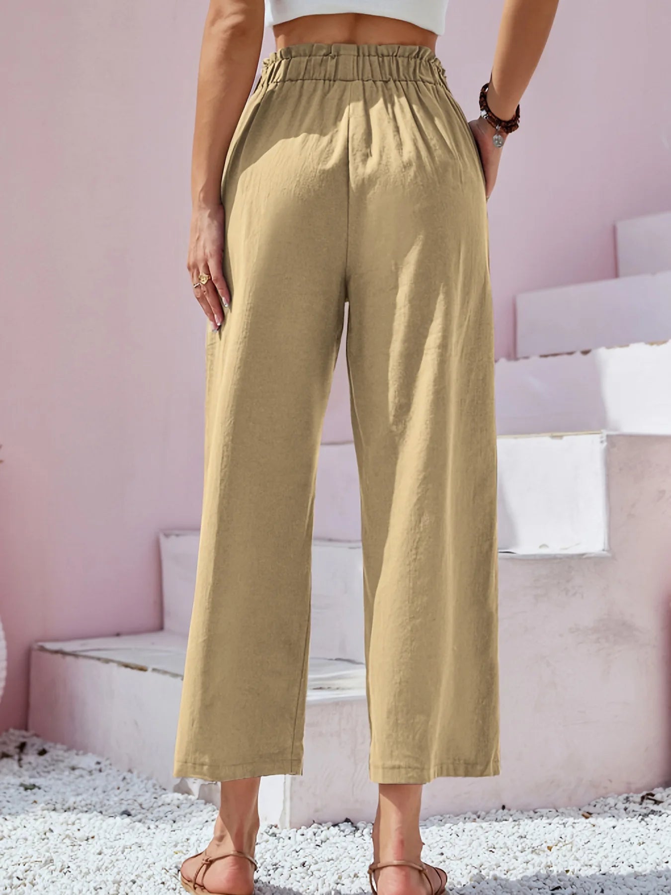 Summer Pants - Women's Casual Cotton Lounge Pants with Elastic Waistband
