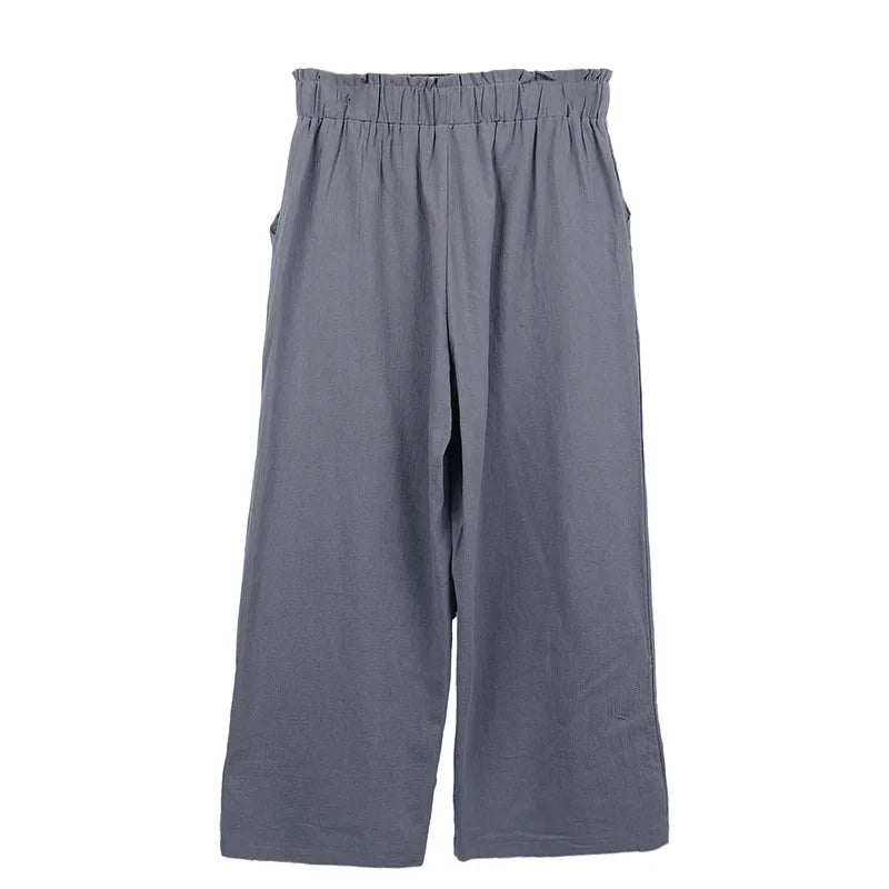 Summer Pants - Women's Casual Cotton Lounge Pants with Elastic Waistband