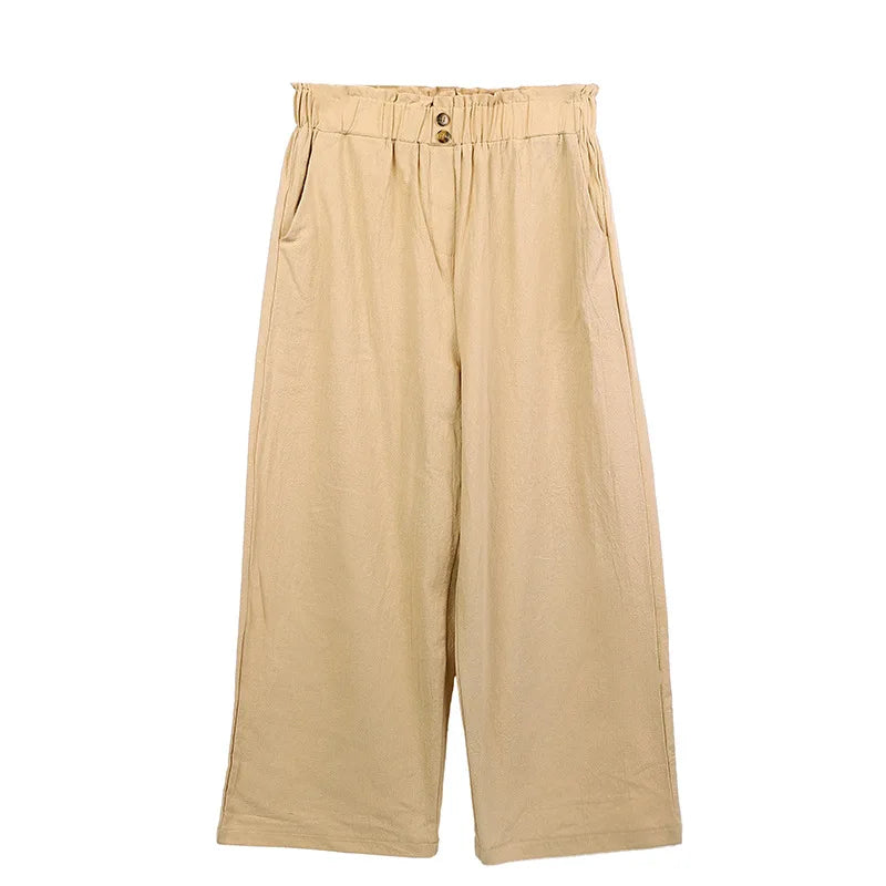 Summer Pants - Women's Casual Cotton Lounge Pants with Elastic Waistband