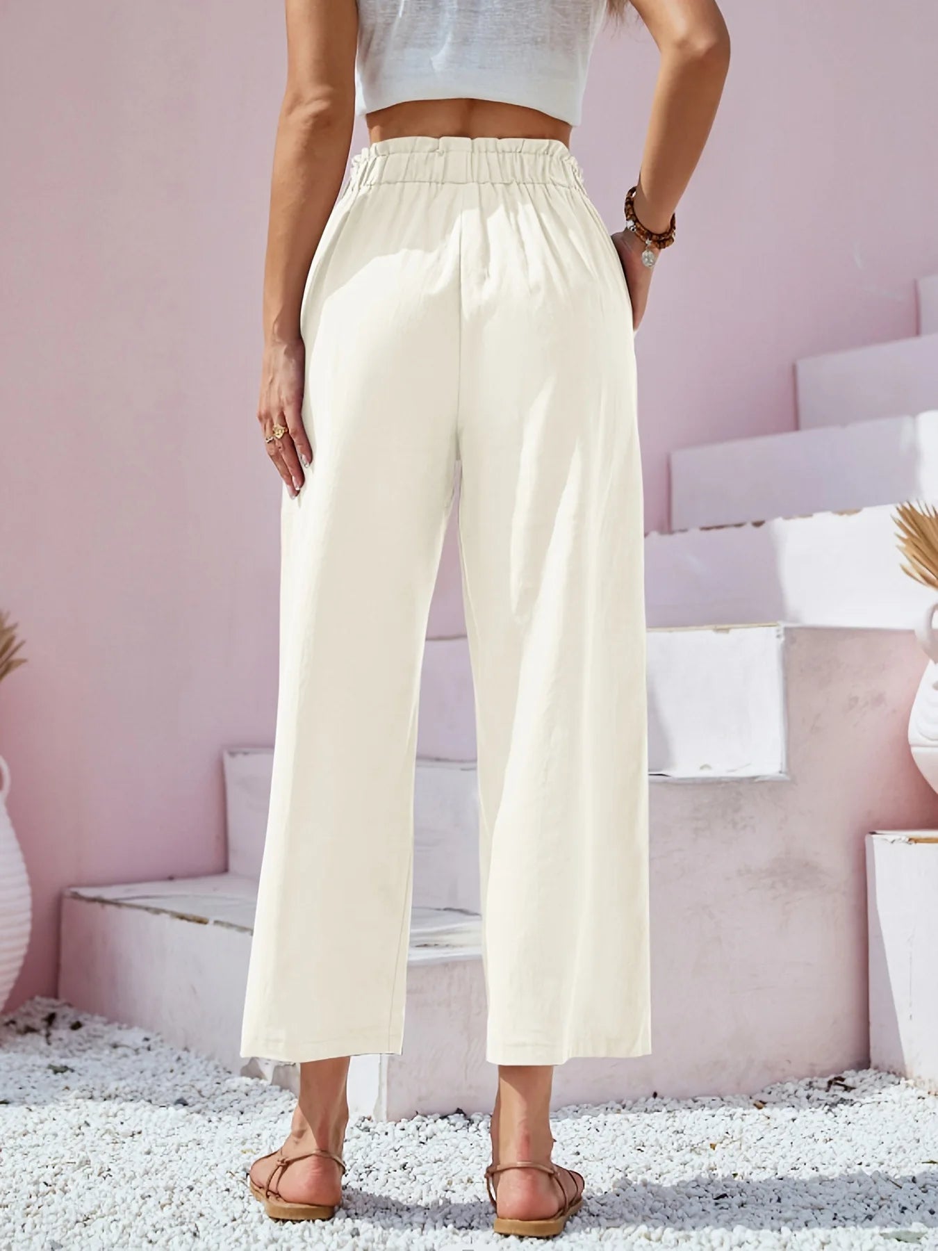 Summer Pants - Women's Casual Cotton Lounge Pants with Elastic Waistband