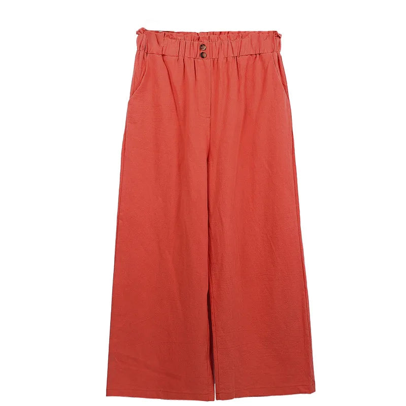 Summer Pants - Women's Casual Cotton Lounge Pants with Elastic Waistband