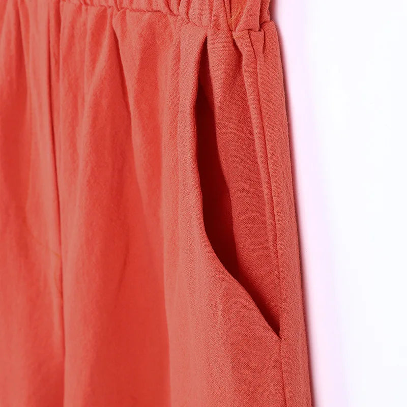 Summer Pants - Women's Casual Cotton Lounge Pants with Elastic Waistband