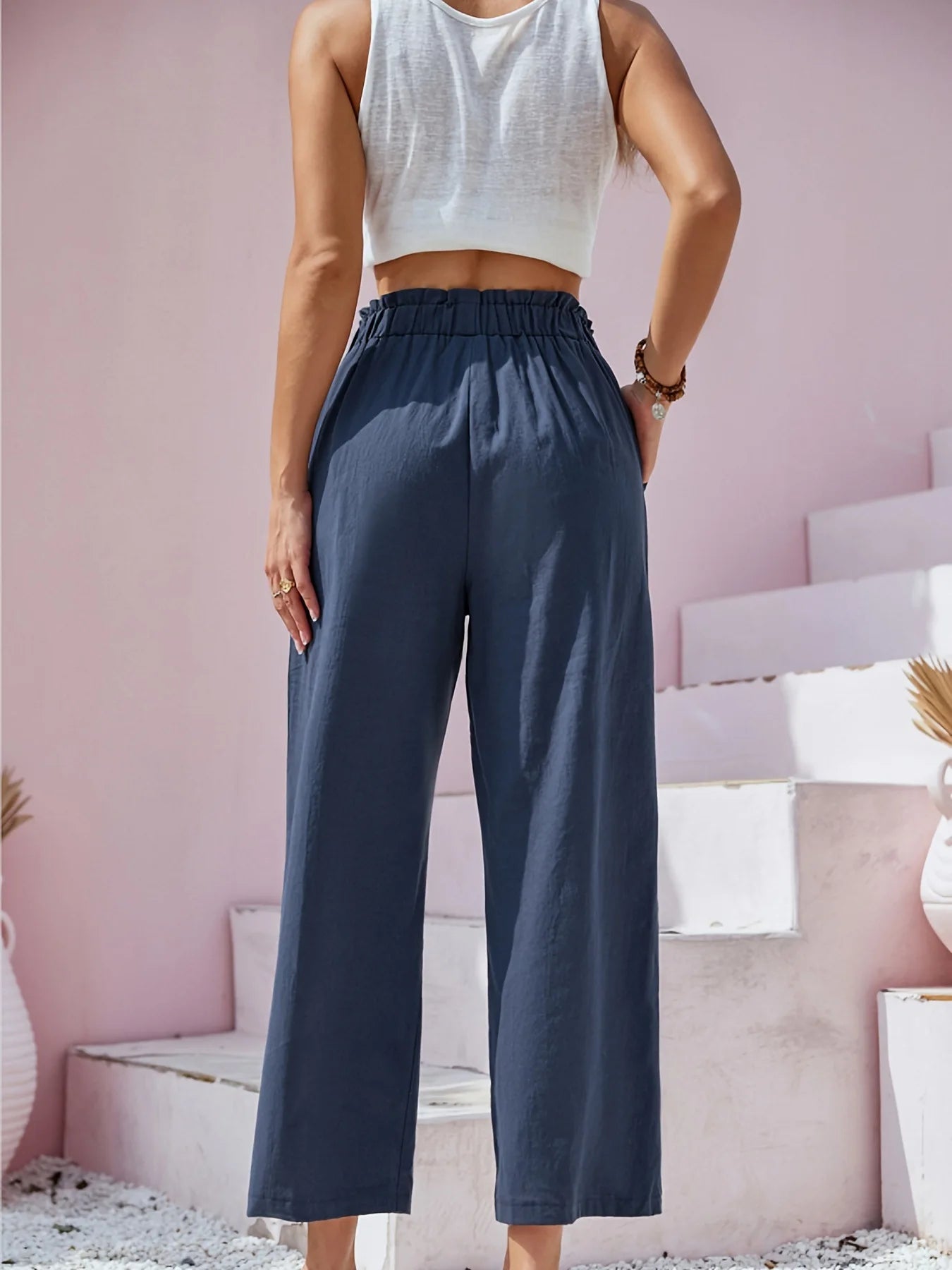 Summer Pants - Women's Casual Cotton Lounge Pants with Elastic Waistband