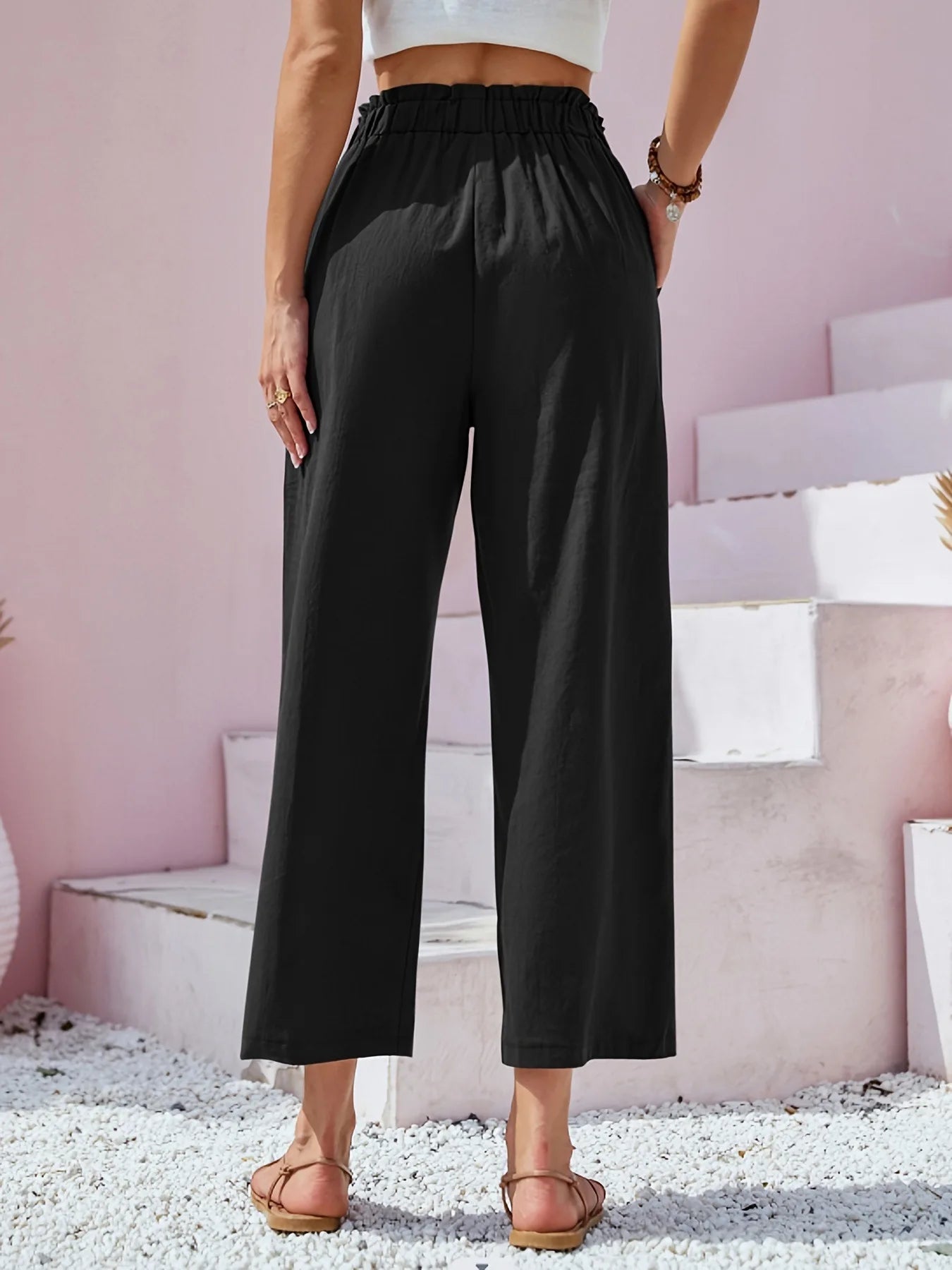 Summer Pants - Women's Casual Cotton Lounge Pants with Elastic Waistband