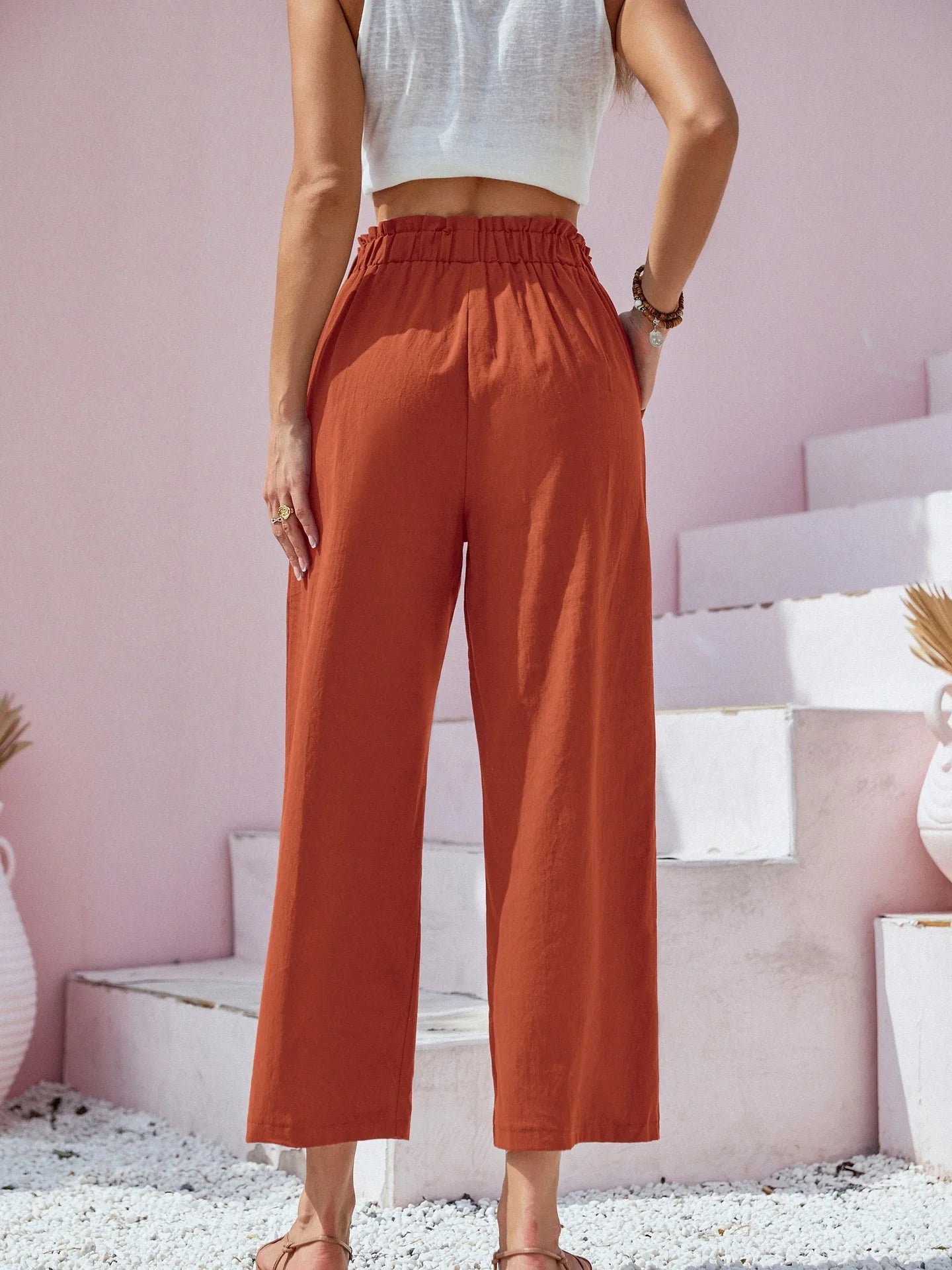 Summer Pants - Women's Casual Cotton Lounge Pants with Elastic Waistband