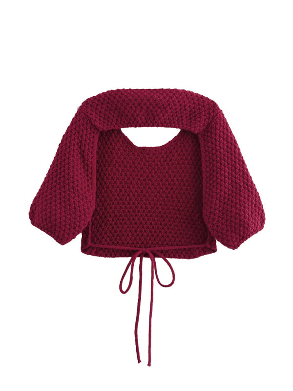 Sweaters - Backless Bolero Crop Knit Sweater